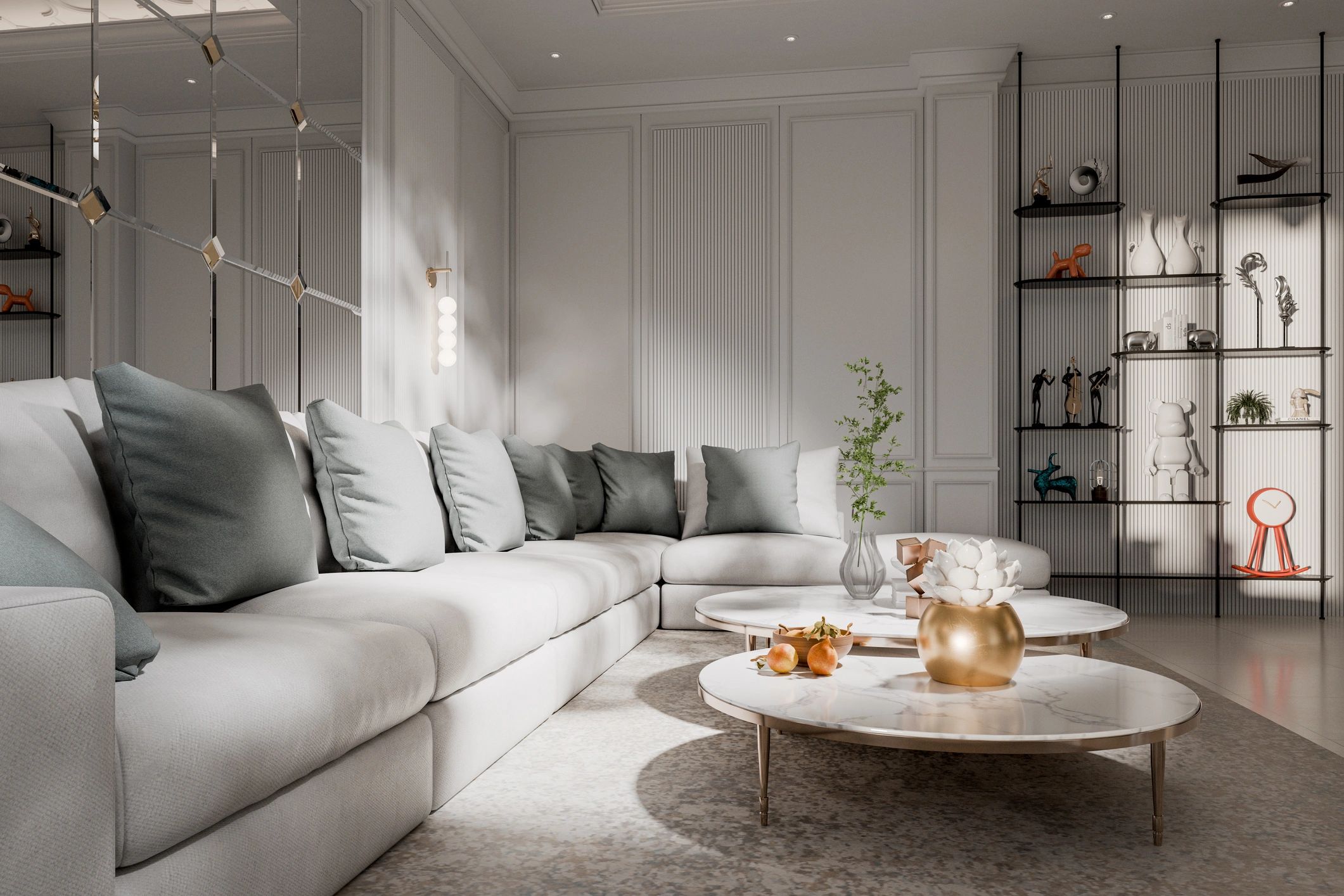 Cozy living room interior in neutral tones