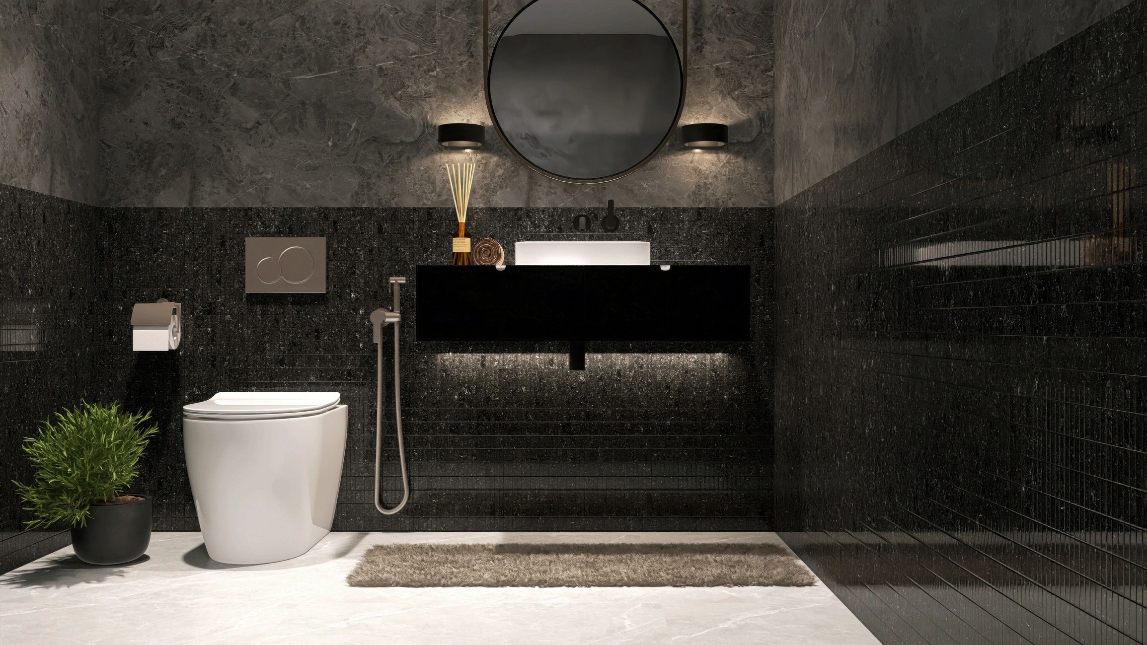 Modern bathroom interior representing bathroom and personal care swaps